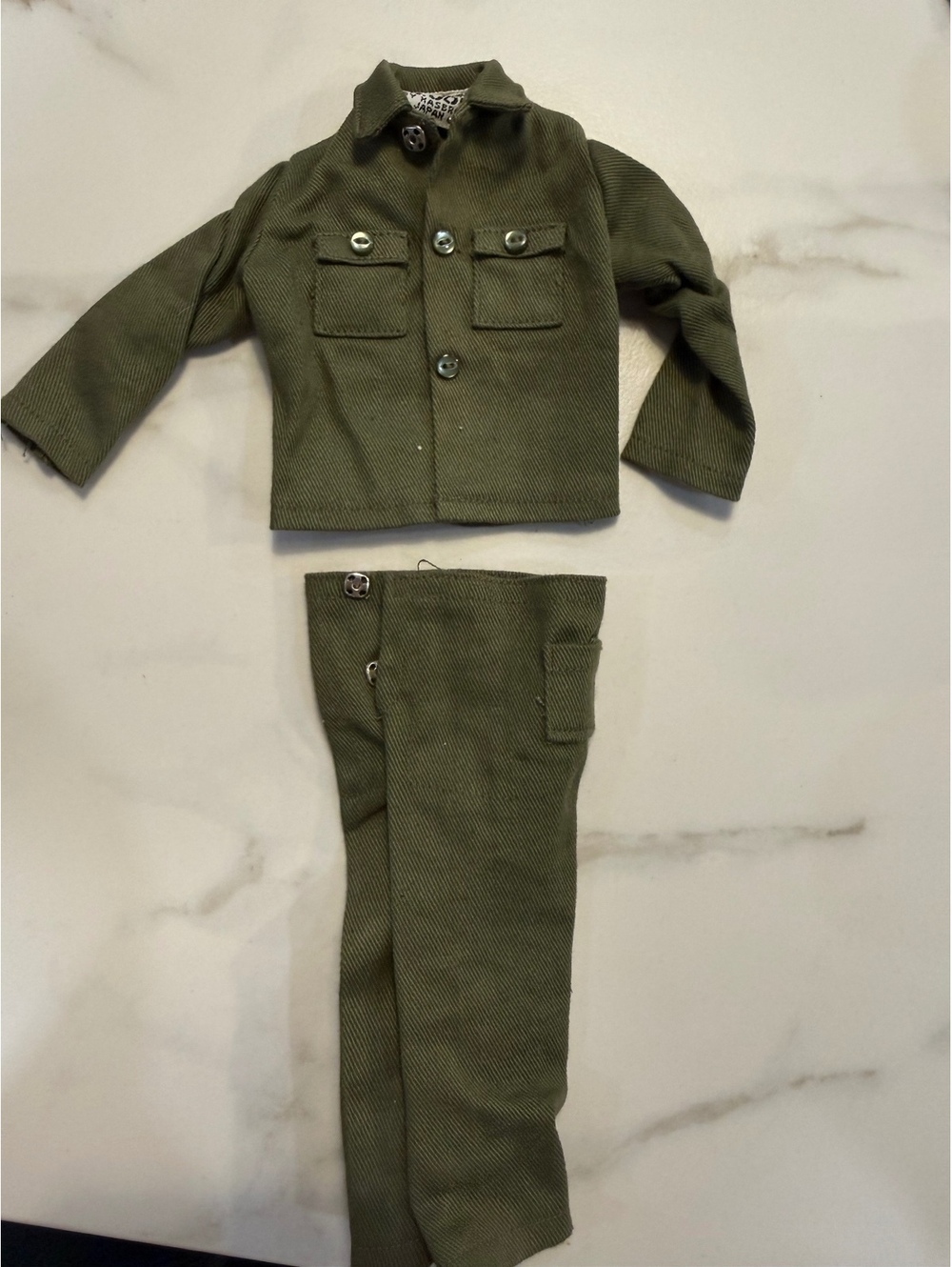 Vintage GI Joe Green Fatigue Uniform Shirt Pants 12" Action Figure Hasbro